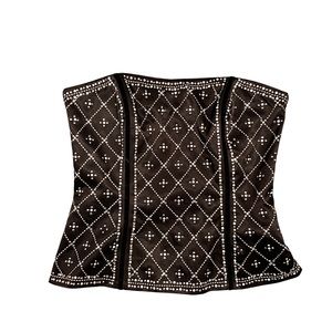Evening black corset bustier top // sequin black top